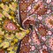 Brown-Orange-Multi Poly Floral Border Printed Crepe Momie Georgette Fabric By the Yard